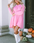 Anya Turn-down Neck Textured Bubble Sleeve Dress