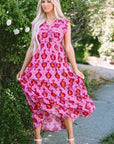 Adalee Retro Ruffled Sleeve Maxi Dress