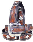 Western Nocona Leather Mens Belt Scallop Overlay Copper 32-46