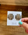Square Cross Stud Earrings with Cactus Stamp – Sterling Silver
