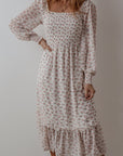 Delaney Ruffled Hem Square Neck Midi Dress