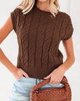Cable Knit Textured Crew Neck Sweater Top