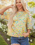 Elouise Flower Drop Shoulder Loose Top