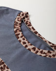 Leopard Patchwork Colorblock Drop Shoulder Top