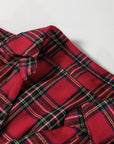 Plaid Ruffle Hem Collared Half-Button Mini Dress
