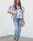 Raelyn Floral Ricrac Trim Top