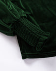 Velvet Mock Neck Puff Sleeve Blouse