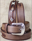 3D Brown Dark Mens Fashion Leather Belt Removable Buckle