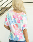 Kaeli Bowknot Waffle Crewneck Loose Short Sleeve Top