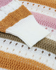 Caroline Striped Hollowed Knitted Loose Sweater