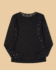 Bow Mesh Long Sleeve Top