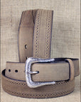 Western Laether Belt Men Ariat Brown Distressed Perf Edge 32-46 In