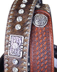 Western Leather Mens Belt Nocona Conchos Rhinestones Hair 32-46 Ines