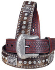 Western Leather Mens Belt Nocona Conchos Rhinestones Hair 32-46 Ines