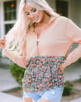 Gemma Floral Half Zip Kangaroo Pocket Hoodie