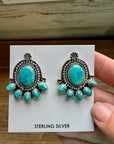 Stud earrings Kingman turquoise and sterling silver