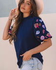 Maddison Shellfish Coral Embroidery Blouse