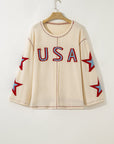USA Patchwork Exposed Seam Long Sleeve Top