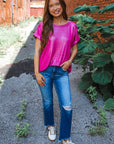 Metallic Shimmer Cuffed Sleeve Top