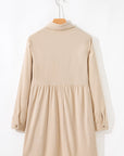 Solid Corduroy Half-Button Collared Mini Dress