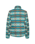 Teal Aztec Women's Puffy Bomber Jacket