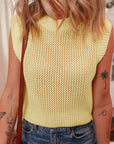 Hollowed Knit Sleeveless Sweater Top