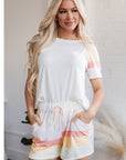 Paislee Rainbow Striped T Shirt and Shorts Set