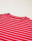 Stripe Ribbed Cap Sleeve T-Shirt
