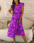 Regina Floral Tiered Frilled Trim Dress