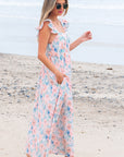 Nataly Floral Square Neck Backless Long Dress