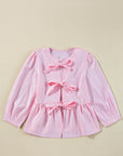Stripe Bow Tie Front Blouse