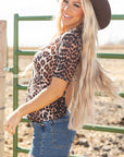 Jazmine Leopard Wrapped V Neck Slim Top