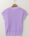 Pointelle Knit Short Sleeve Sweater