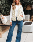 Stevie Sherpa Checkerboard Button Vest With Pocket