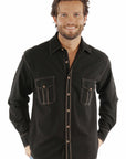 L/s Button Front W/contrast Stitch - 5392
