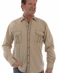 L/s Button Front W/contrast Stitch - 5392