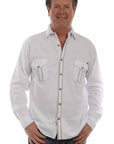 L/s Button Front W/contrast Stitch - 5392