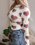 Americana Mesh Long Sleeve Bodysuit