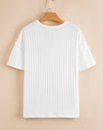 Textured Grommet Short Sleeve Top