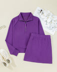 Solid Half Zip Pullover and Mini Skort Set