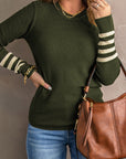 Sophie Striped Sleeve Plain Knit Sweater