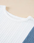 Colorblock Textured Cuff Sleeve T-Shirt
