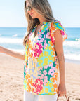 Rosa Flutter Sleeve V Neck Crinkled Blouse