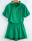 Laylani Puff Sleeve Top and Ruffled Shorts Set