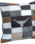 Western Cowhide Leather Hair On Patchwork Cushion Pillow Cover