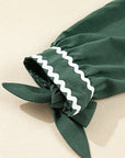 Contrast Trim Knotted 3/4 Sleeve Buttoned Dress