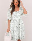 Ariya Floral Shirred Back Puff Sleeve Dress