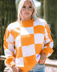 Checker Bishop Sleeve Sweater
