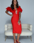 Feathered Bandage Dress