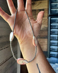 Sterling Silver Choker – 3 Flat Pink Conch Teardrops – 14.5" Approx.